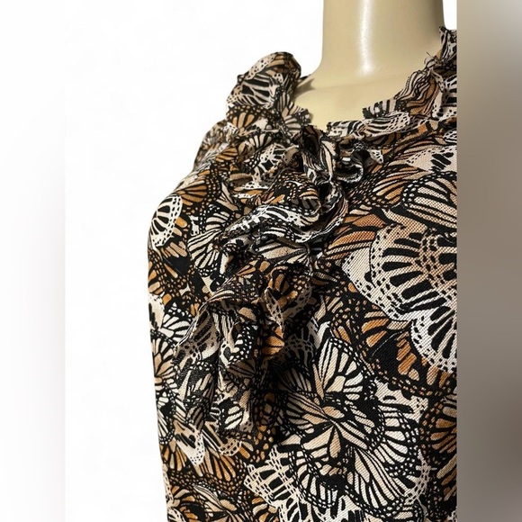East 5th Floral Ruffle Blouse - Black and Brown - Picture 4 of 4